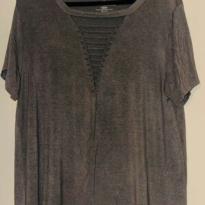 Gray Relaxed Cut Out Short Sleeve T-Shirt